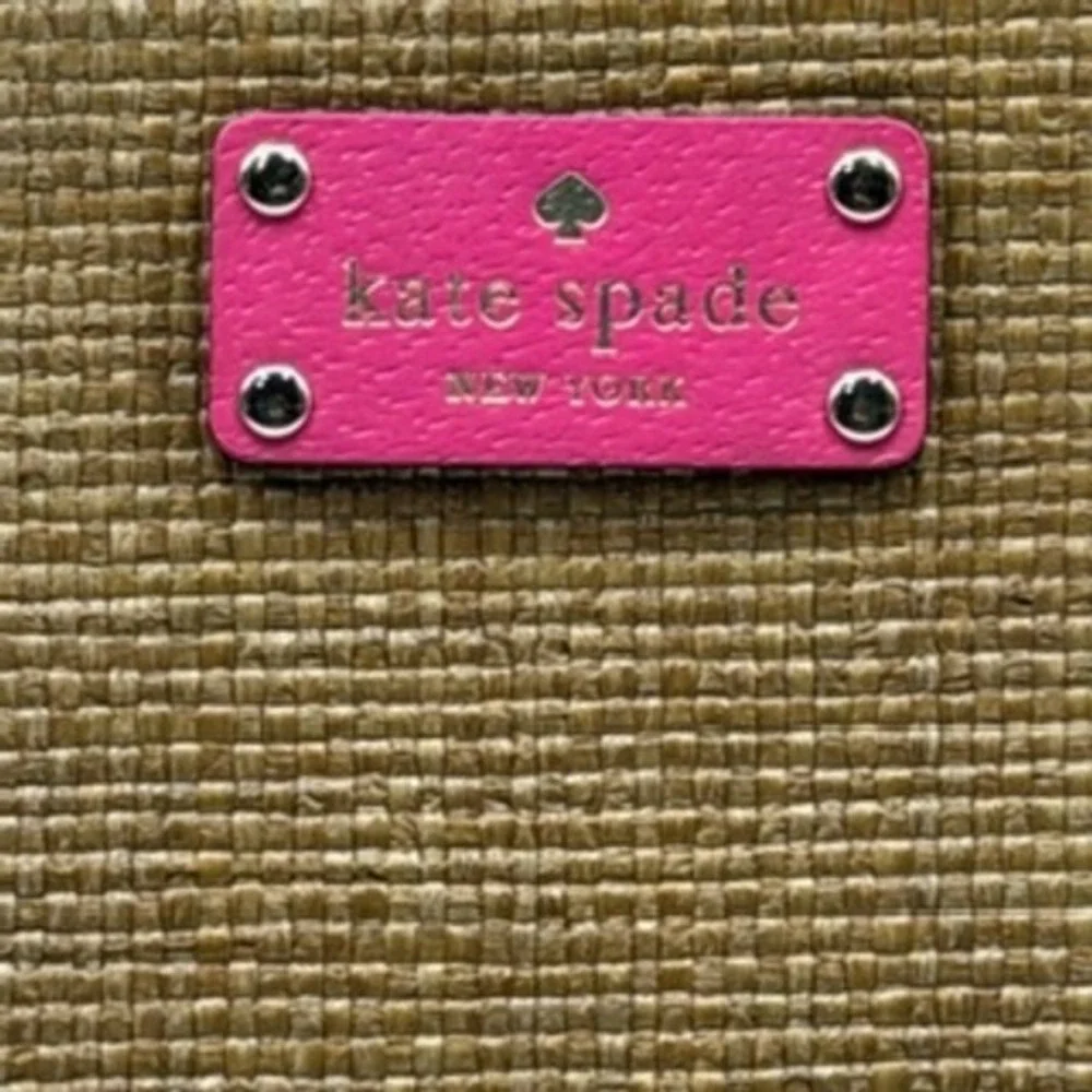 Kate Spade New York Straw Leather‎ Dome Satchel Bag Pink Tan Woven Handbag